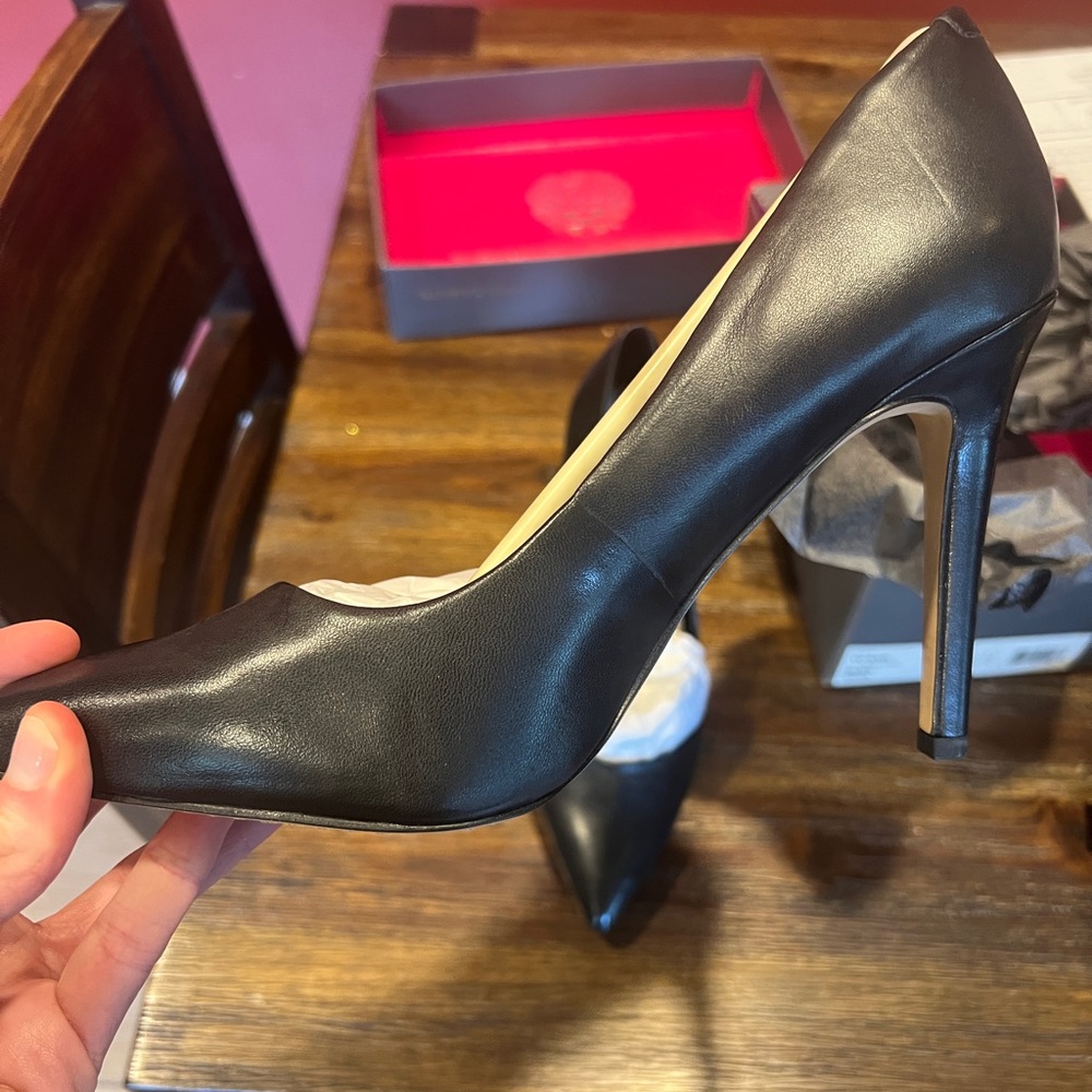 Vince Camuto Black Leather Stiletto Pump